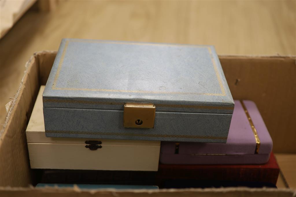 A collection of leather and other jewellery boxes